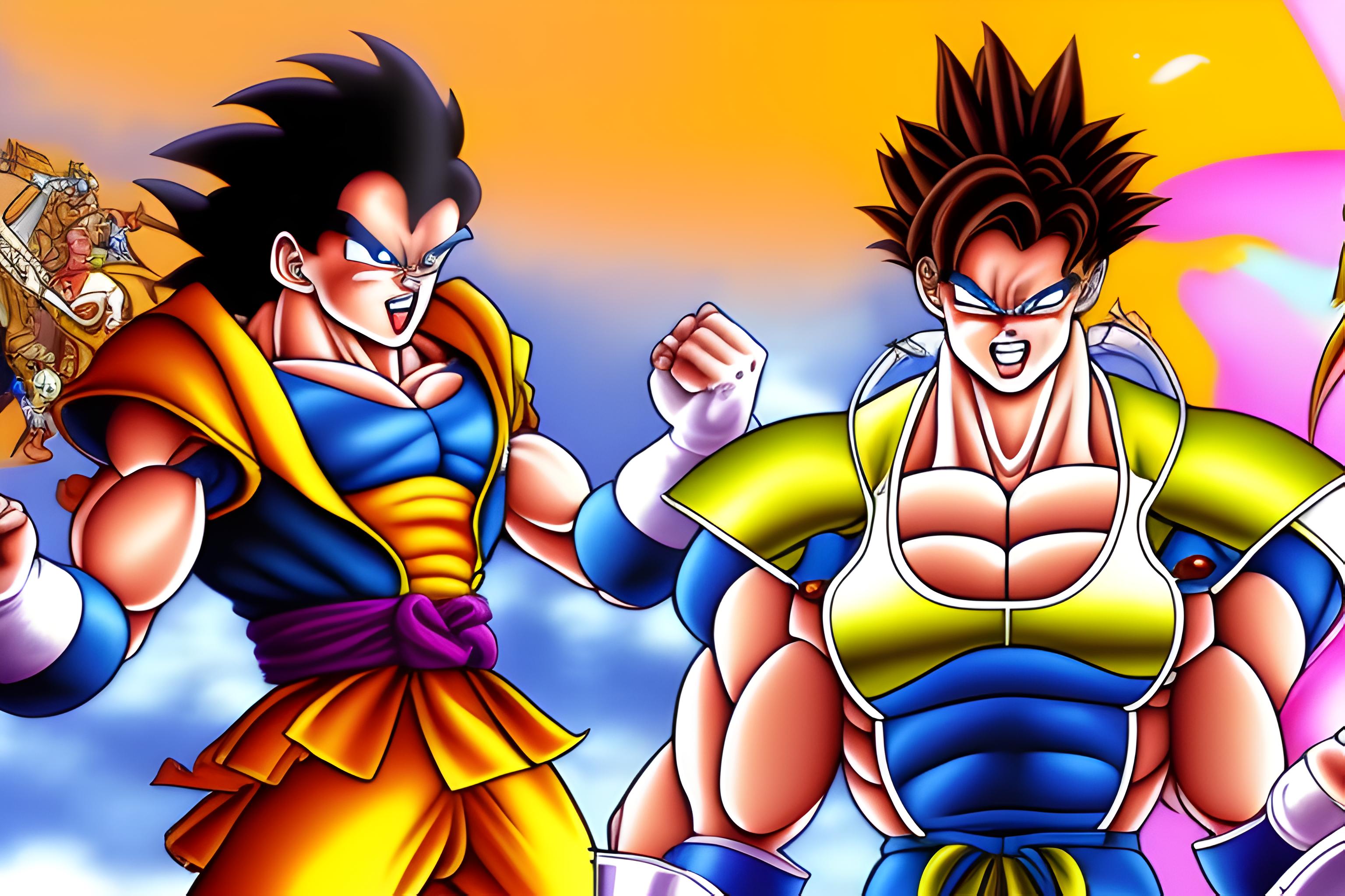 Create a wallpaper for Linux video game emulation system. Art style: Best quality 1980s-1990s anime (Dragon Ball Z, Sailor Moon, Street Fighter animated series). Two characters (man and woman) in dynamic jumping poses, wearing cosplay/outfits from classic video games (choose from: ninja gear, knight armor, RPG fantasy clothes, martial arts gi, adventure explorer outfit, sci-fi armor). They are celebrating joyfully. Surround them with 5-7 glowing magical portals showing different classic game worlds: medieval castle with dragons, space shooter battle, jungle temple, racing track, fighting arena, platformer level with coins/blocks, ice/snow level. Background: Cyberpunk city at night with neon lights in purple, blue, pink and cyan. Include discrete vintage or simple futuristic cars (NOT exagg